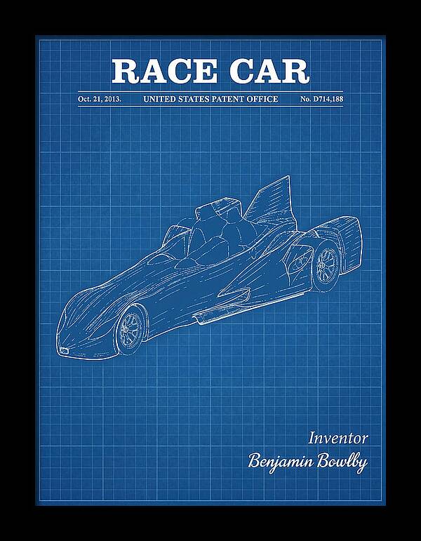 Race Car Blueprint Patent Usd714188s1