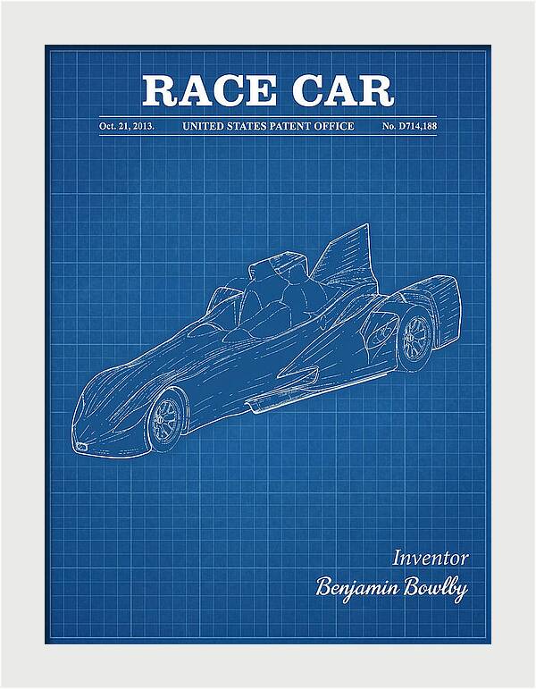 Race Car Blueprint Patent Usd714188s1