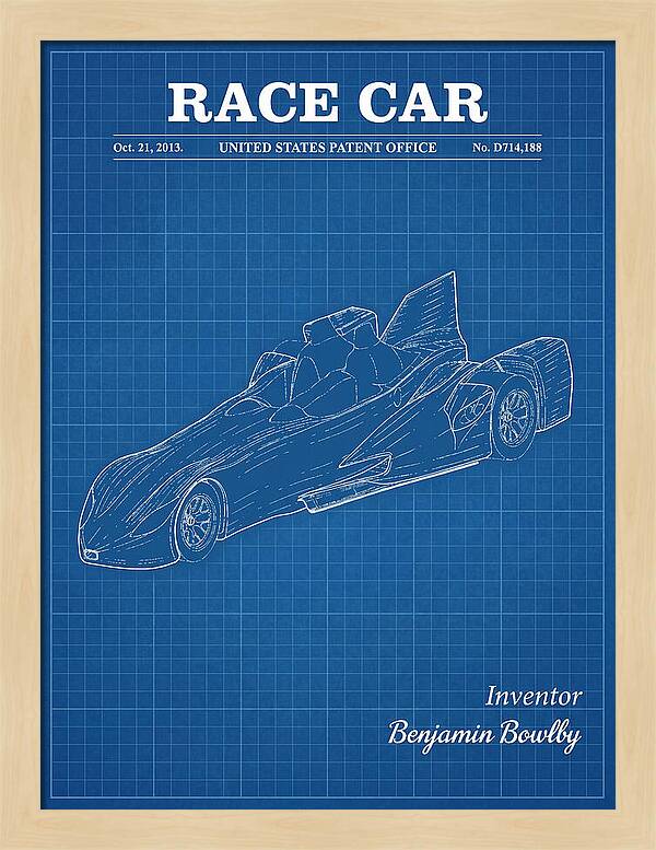 Race Car Blueprint Patent Usd714188s1