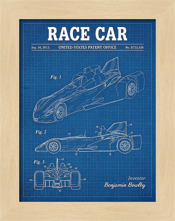 Race Car Blueprint Patent Usd732426s1