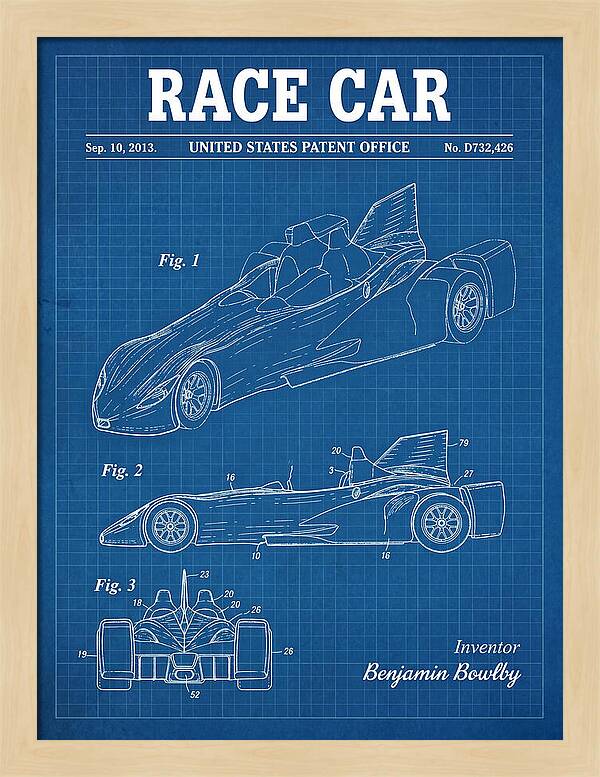 Race Car Blueprint Patent Usd732426s1