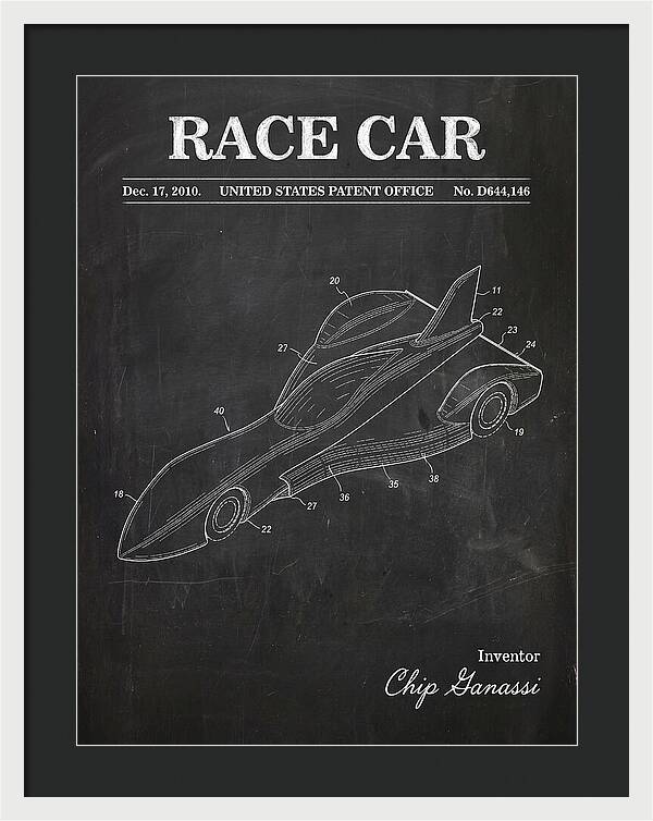 Race Car Chalkboard Patent Usd644146s1