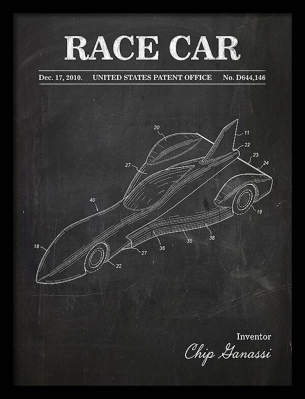 Race Car Chalkboard Patent Usd644146s1