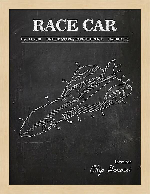 Race Car Chalkboard Patent Usd644146s1