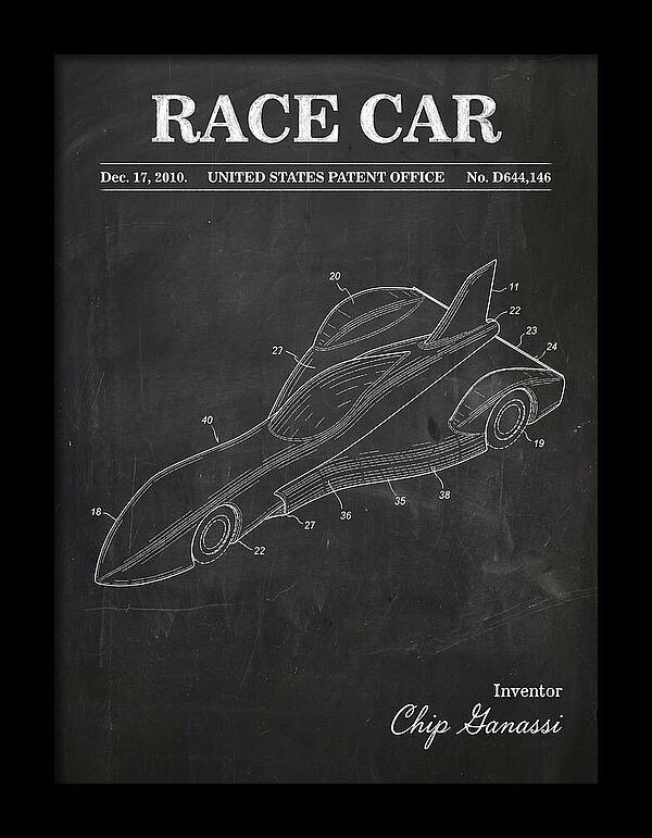 Race Car Chalkboard Patent Usd644146s1
