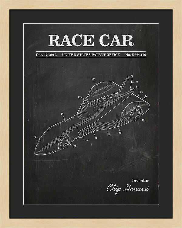 Race Car Chalkboard Patent Usd644146s1