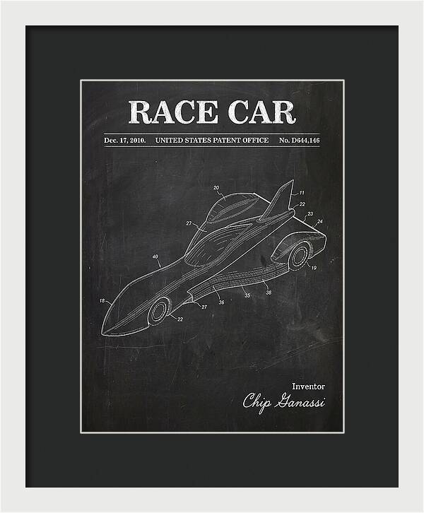 Race Car Chalkboard Patent Usd644146s1