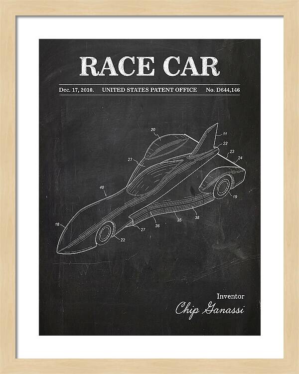 Race Car Chalkboard Patent Usd644146s1