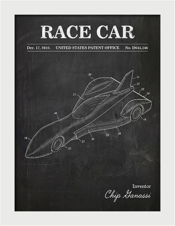 Race Car Chalkboard Patent Usd644146s1