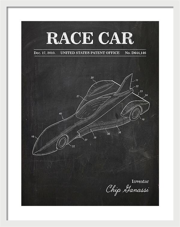 Race Car Chalkboard Patent Usd644146s1