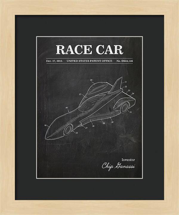 Race Car Chalkboard Patent Usd644146s1