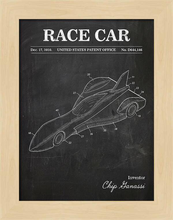 Race Car Chalkboard Patent Usd644146s1