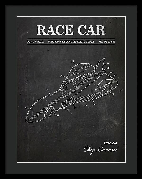Race Car Chalkboard Patent Usd644146s1