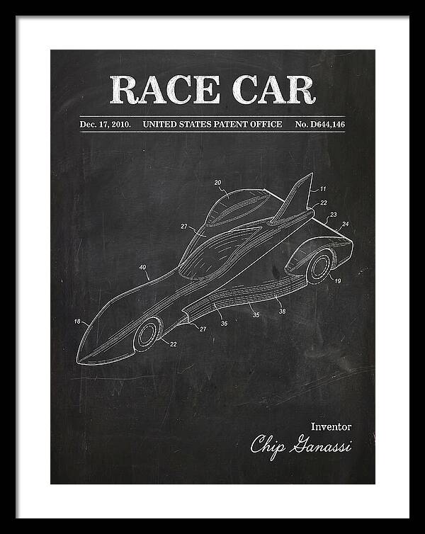 Race Car Chalkboard Patent Usd644146s1