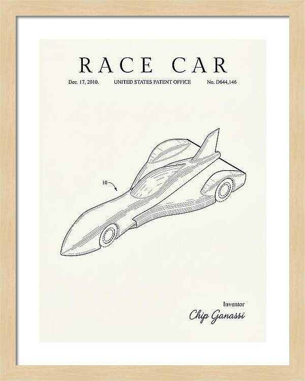 Race Car Minimalist Patent Usd644146s1