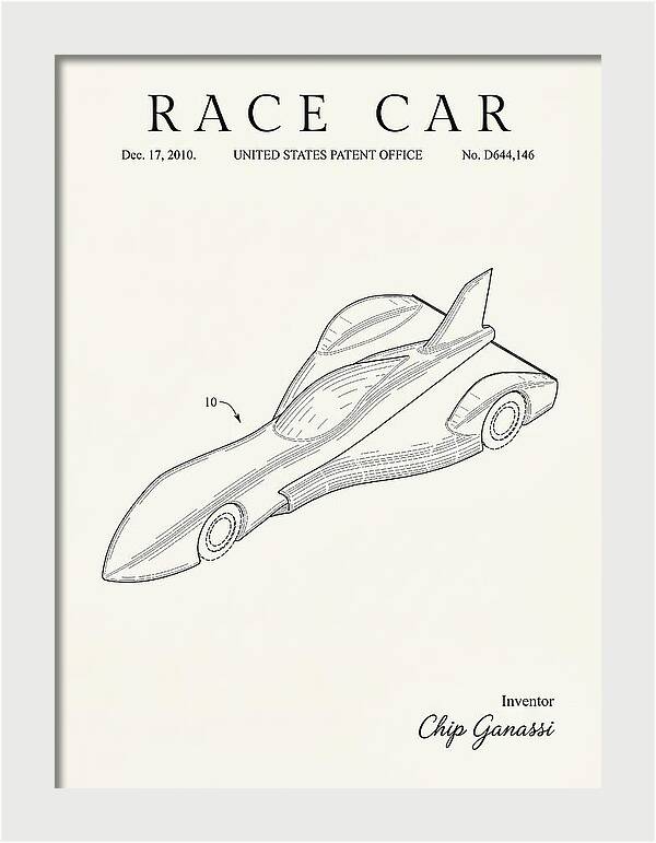 Race Car Minimalist Patent Usd644146s1