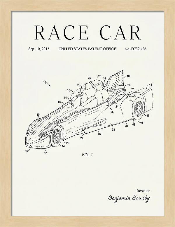 Race Car Minimalist Patent Usd732426s1