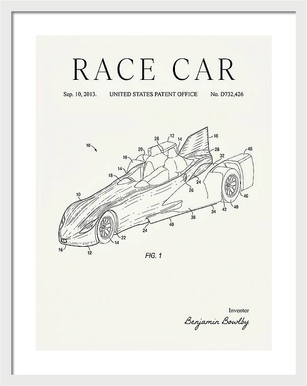 Race Car Minimalist Patent Usd732426s1
