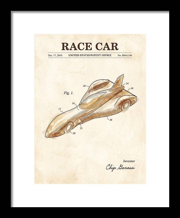 Race Car Watercolor Patent Usd644146s1