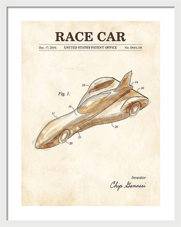 Race Car Watercolor Patent Usd644146s1
