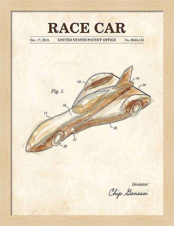 Race Car Watercolor Patent Usd644146s1