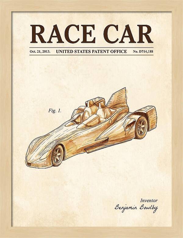 Race Car Watercolor Patent Usd714188s1