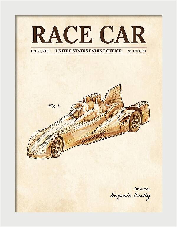 Race Car Watercolor Patent Usd714188s1