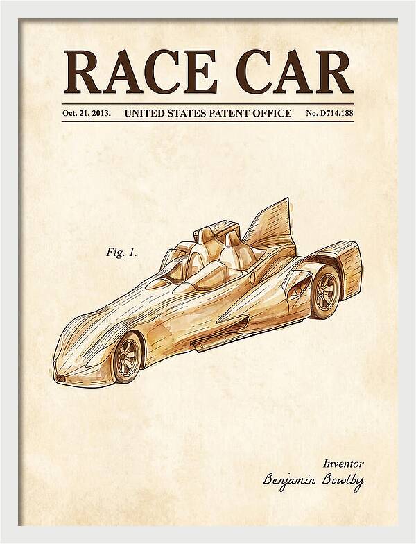 Race Car Watercolor Patent Usd714188s1