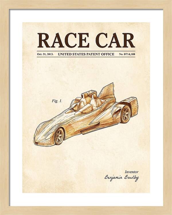Race Car Watercolor Patent Usd714188s1