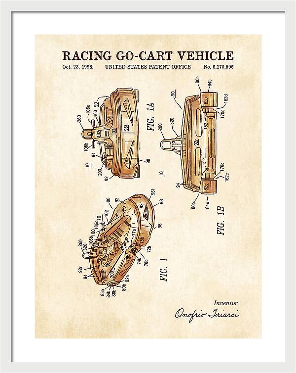 Racing Go Cart Vehicle Watercolor Patent Us6170596b1