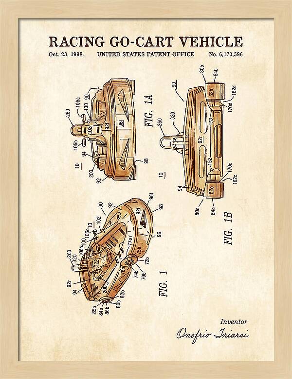 Racing Go Cart Vehicle Watercolor Patent Us6170596b1