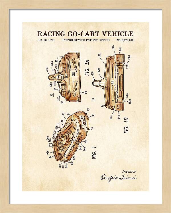 Racing Go Cart Vehicle Watercolor Patent Us6170596b1