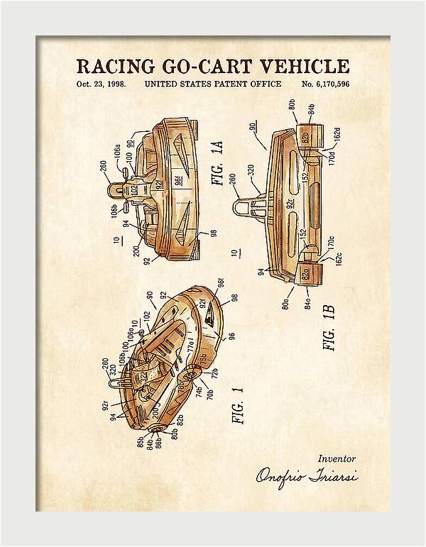 Racing Go Cart Vehicle Watercolor Patent Us6170596b1