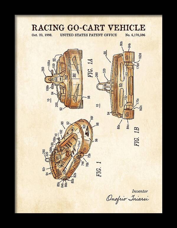 Racing Go Cart Vehicle Watercolor Patent Us6170596b1