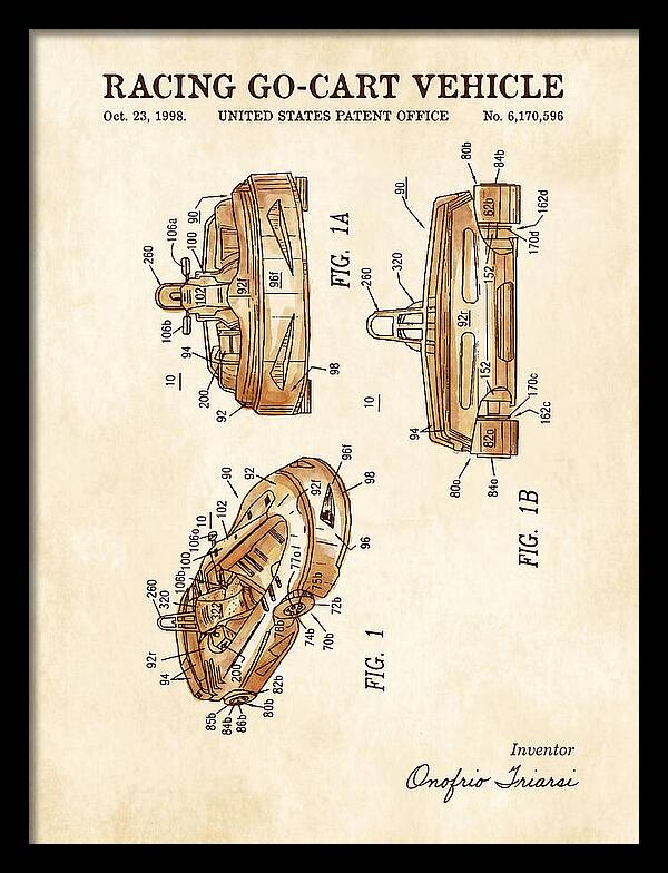 Racing Go Cart Vehicle Watercolor Patent Us6170596b1