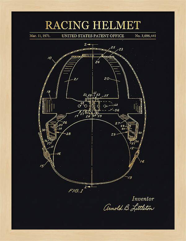 Racing Helmet Gold Patent Us3696441a