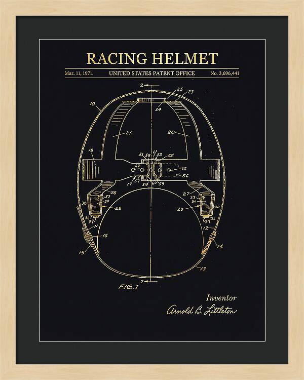 Racing Helmet Gold Patent Us3696441a