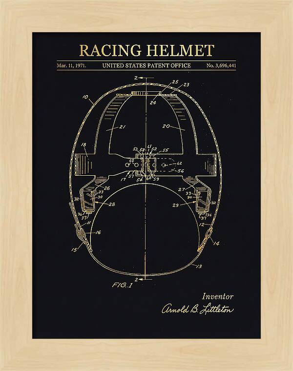 Racing Helmet Gold Patent Us3696441a