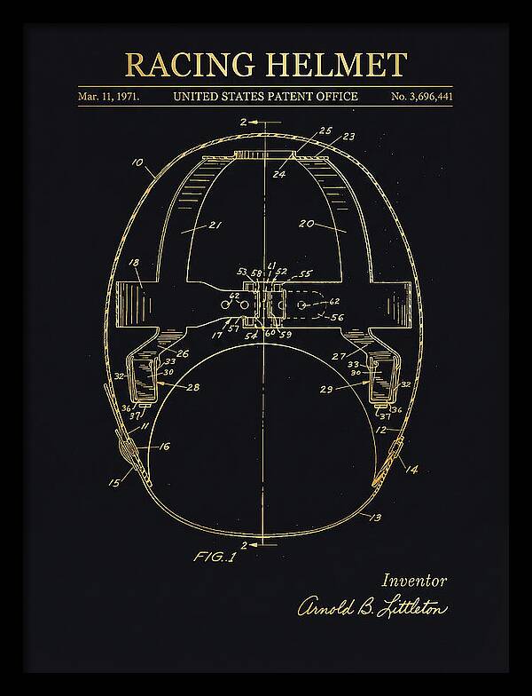 Racing Helmet Gold Patent Us3696441a