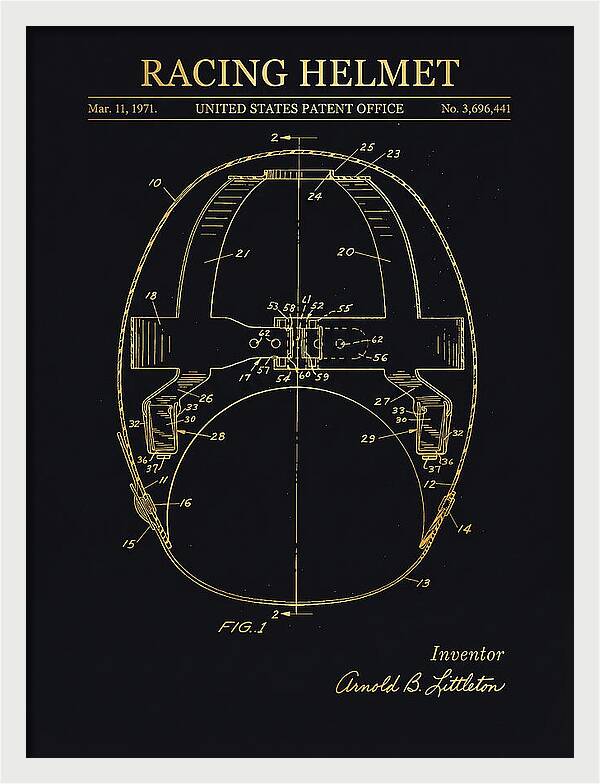 Racing Helmet Gold Patent Us3696441a