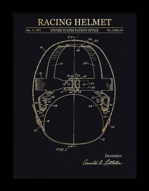 Racing Helmet Gold Patent Us3696441a