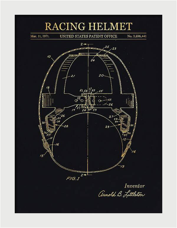 Racing Helmet Gold Patent Us3696441a