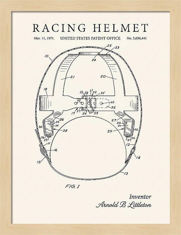 Racing Helmet Minimalist Patent Us3696441a