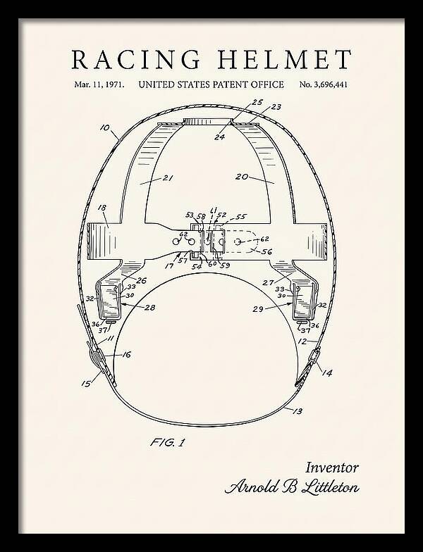 Racing Helmet Minimalist Patent Us3696441a