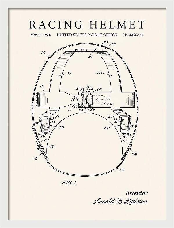 Racing Helmet Minimalist Patent Us3696441a
