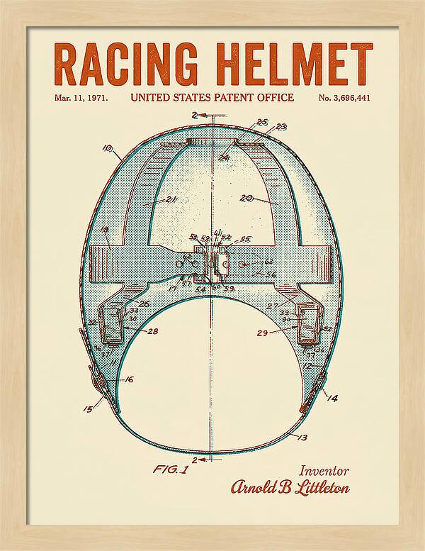 Racing Helmet Retro Patent Us3696441a