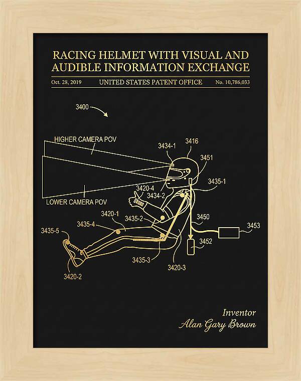 Racing Helmet With Information Exchange Gold Patent Us10786033b2