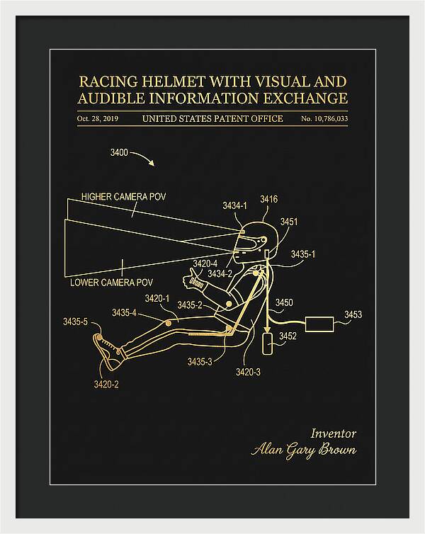 Racing Helmet With Information Exchange Gold Patent Us10786033b2