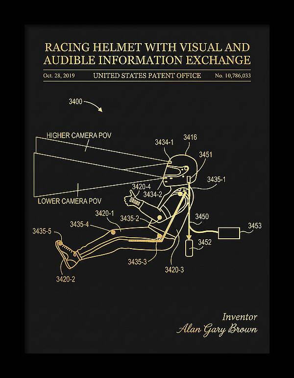 Racing Helmet With Information Exchange Gold Patent Us10786033b2