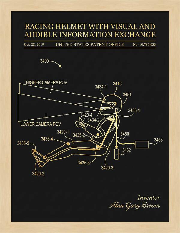 Racing Helmet With Information Exchange Gold Patent Us10786033b2
